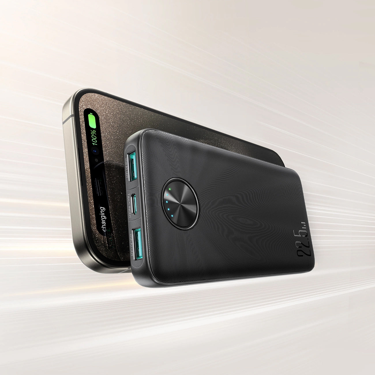 Eksterna baterija Joyroom JR-PBF15, 10000mAh, 22.5W, QC + PD, 1 x USB-C - 2 x USB-A, Crna
