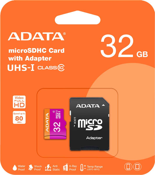 Memorijska kartica microSDHC Adata, 32Gb, Klasa 10 / UHS-1 U1, Sa adapterom AUSDH32GUICL10-RA1
