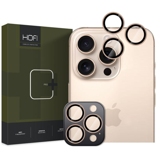Folija za zaštitu zadnje kamere HOFI CamRing PRO+ za Apple iPhone 16 Pro Max / 16 Pro, Kaljeno staklo, Zlatna
