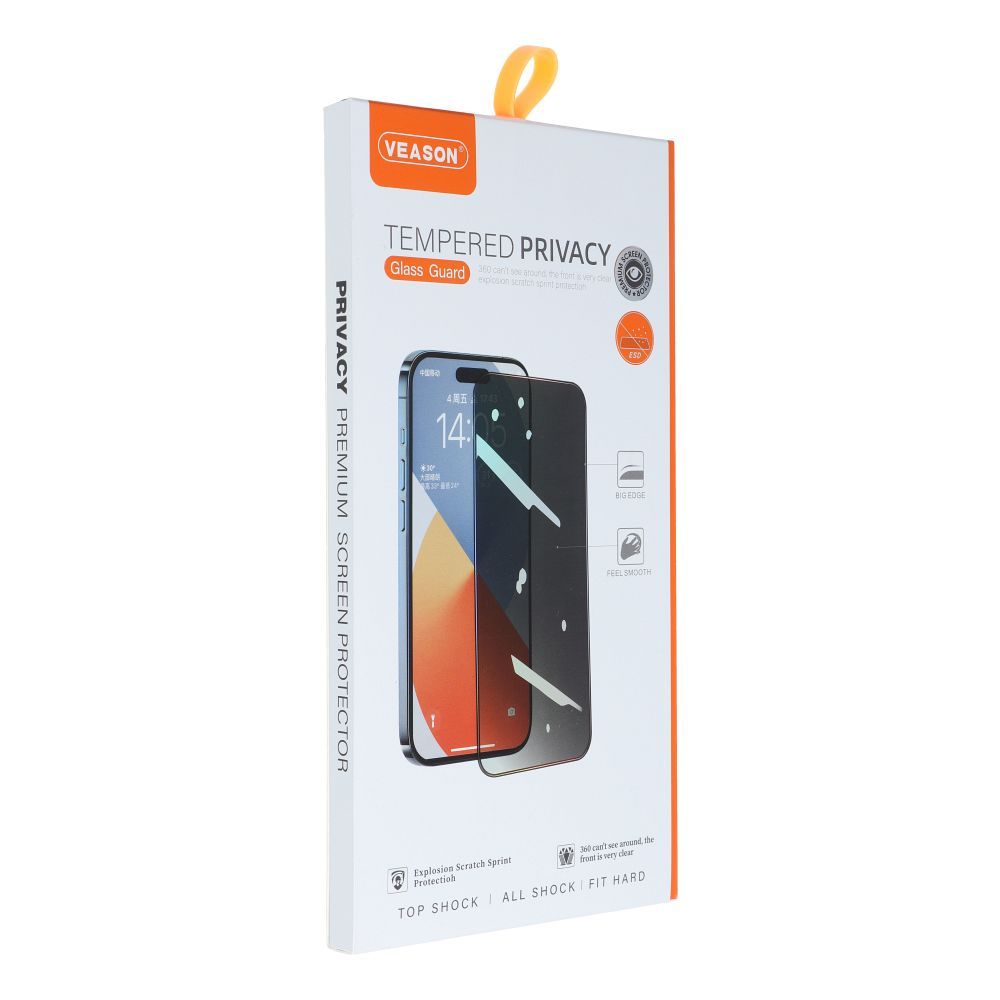 Folija za zaštitu ekrana Privacy Veason za Apple iPhone 15 Plus, Kaljeno staklo, Full Glue, 6D