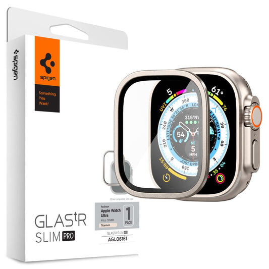 Folija za zaštitu Spigen GLAStR Slim Pro Titanium za Apple Watch Ultra seriju, Kaljeno staklo AGL06161